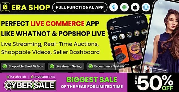 Era Shop : Live Streaming, Short Video based E-commerce Store Multi Vender