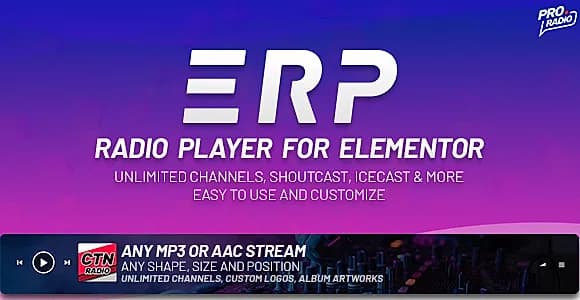 ERPlayer - Radio player for Elementor WordPress Plugin