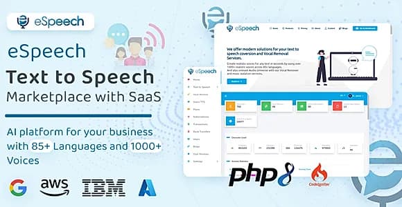 eSpeech - AI Text to Speech Marketplace with SaaS