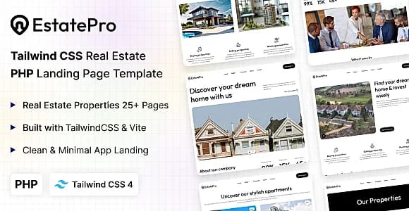 EstatePro  - PHP Real Estate Tailwind CSS Template
