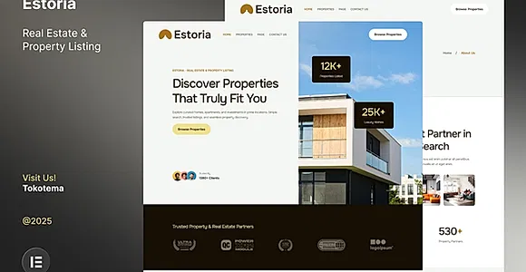 Estoria - Real Estate & Property Listing Website Elementor Template Kit