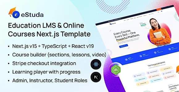 eStuda – React Next.js Learning Management System