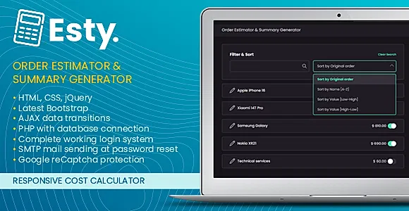 Esty | Order Estimator and Summary Generator