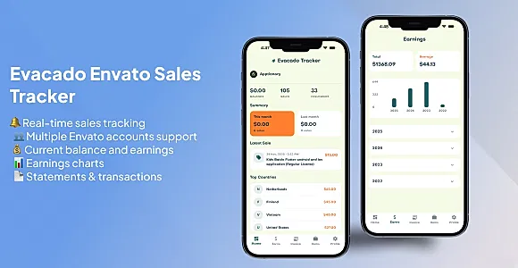 Evacado – Envato Sales Tracker Android and IOS Flutter Application