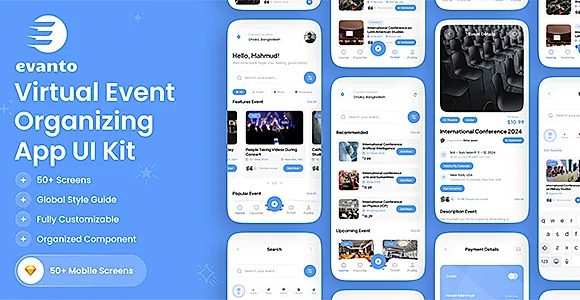 Evanto - Virtual Event Organizing App UI Kit