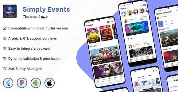 Event booking tickets flutter 3 app UI template