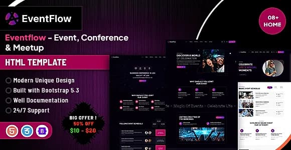 EventFlow - Event, Conference & Meetup HTML5 Template