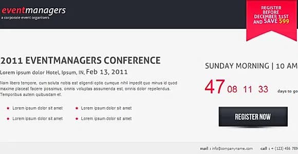 Eventmanagers Event Landing Page
