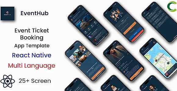 Events App Template | DJ App Template | Event Ticket Booking App Template in React Native | EventHub
