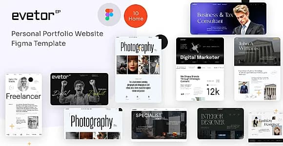 Evetor - Personal Portfolio Website Figma Template