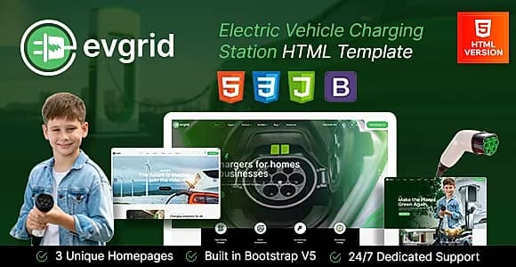 EVgrid - EV Charging Station HTML Template