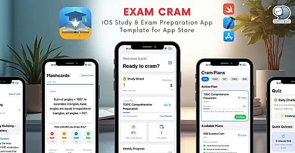Exam Cram - iOS Study & Exam Preparation App Template