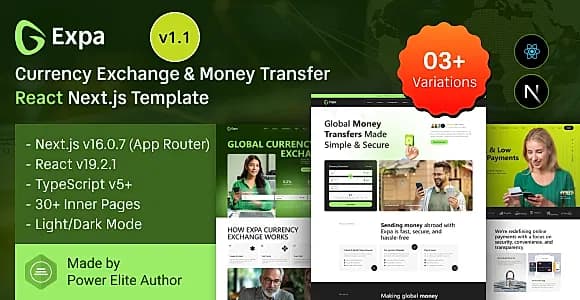 Expa – React Nextjs Currency Exchange & Money Transfer Template