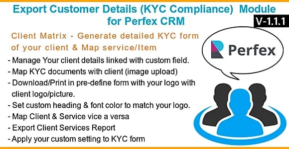 Export Customer Details (KYC Compliance)  Module for Perfex CRM