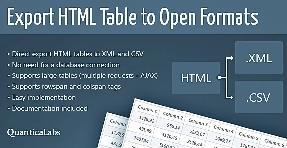 Export HTML Table to Open Formats