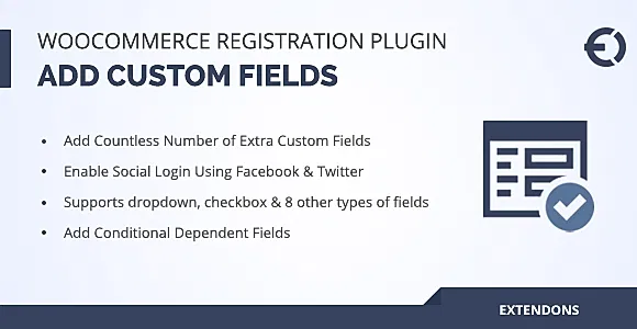 Extendons: WooCommerce Registration Plugin - Add Custom Registration Fields WordPress Plugin