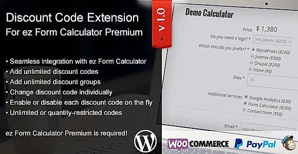 ez Form Calculator Premium Extension - Discount Codes WordPress Plugin