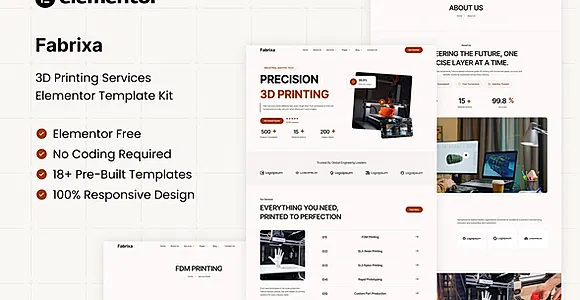 Fabrixa - 3D Printing Services Elementor Template Kit