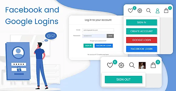 Facebook and Google Login, Register