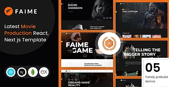 Faime – Movie and Film Production React, Next js Template