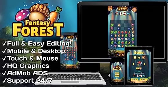 Fantasy Forest - HTML5 + Mobile Game (Construct 3)