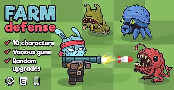 Farm Defense – HTML5 Shooter Defense Game | Construct 3 | Mobile Ready