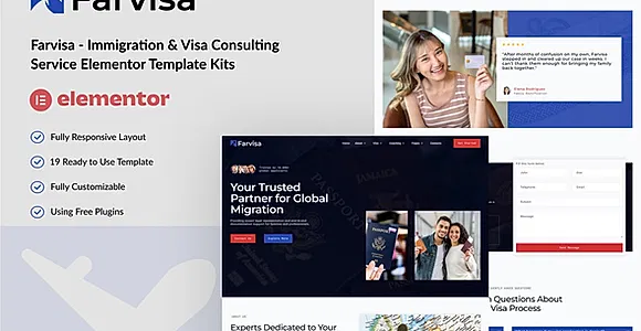 Farvisa - Immigration & Visa Consulting Service Elementor Template Kits