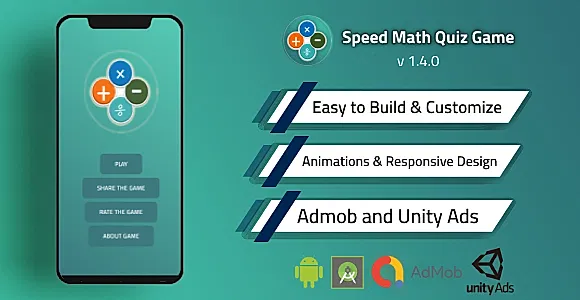 Fast Math Quiz Game Source Code with Admob and Unity