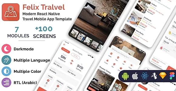 Felix Travel - mobile React Native travel app template