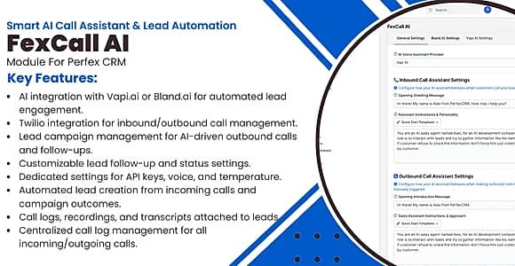FexCall – Smart AI Call Assistant & Lead Automation Module for Perfex CRM