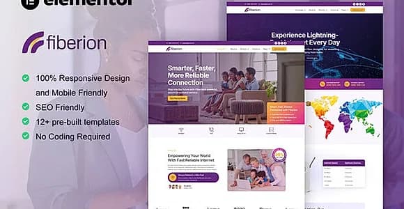 Fiberion - Broadband & Internet Service Provider Elementor Pro Template Kit