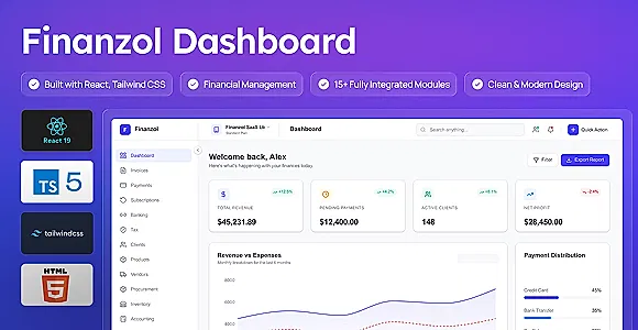 Finanzol - React Financial Dashboard & Admin Template