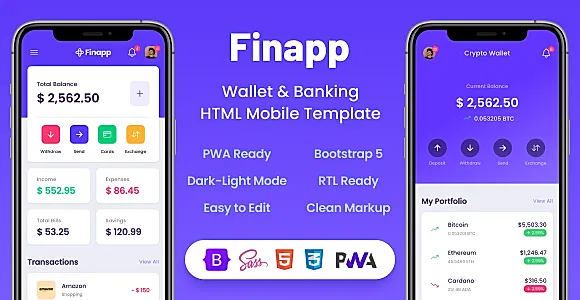 Finapp - Wallet & Banking HTML Mobile Template
