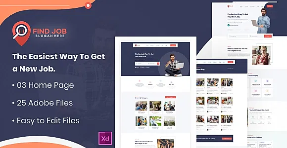 Findjob- Freelancer and Employers Jobs Search XD Template
