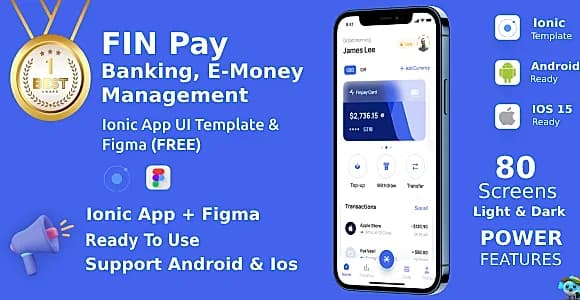 FinPay App ANDROID + IOS + FIGMA | UI Kit | Ionic | Banking, E-Money Management