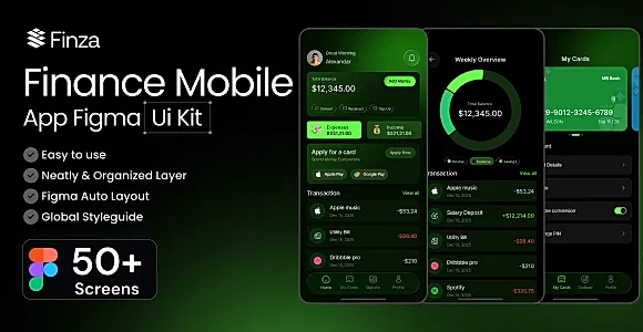 Finza- Finance Mobile App Figma Ui kit