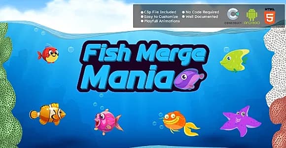 Fish Merge Mania - Puzzle Game | Merge Game | HTML5 and Android Game | Construct 3 Game