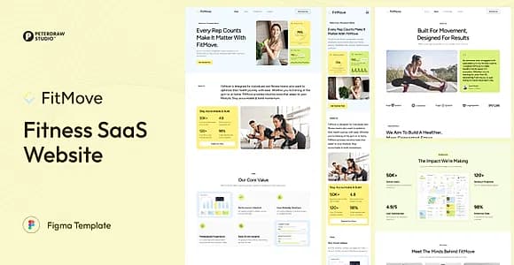 FitMove - Fitness SaaS Website UI Figma Template