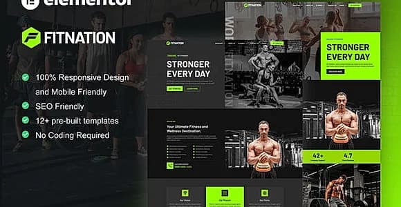 FitNation - Gym & Fitness Elementor Template Kit