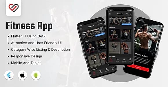 Fitness app - Flutter Mobile App Template for Workout, Diet & Training (Android/iOS UI Kit)