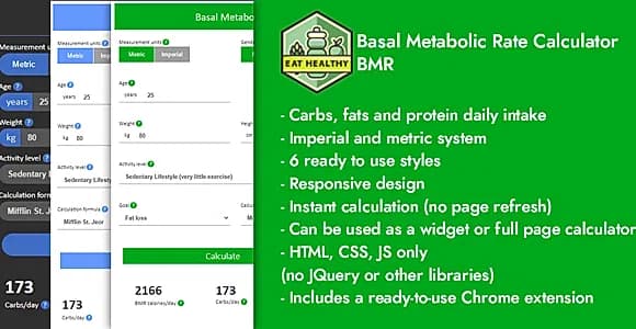 Fitness Macronutrients Calculator (BMR) Site Widget And Browser Extension
