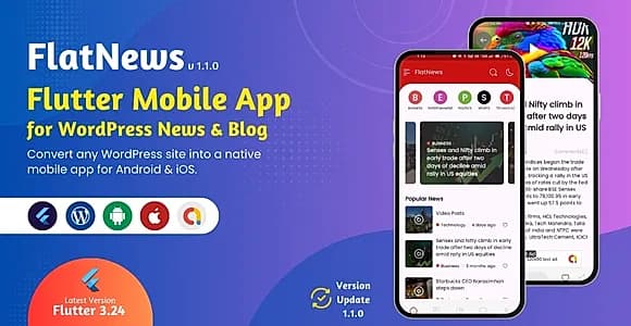 FlatNews Flutter Mobile App for WordPress News & Blog