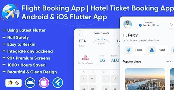 Flight Booking App | Hotel Ticket Booking App | Flight Ticket Booking App Android & iOS Flutter App