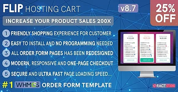 Flip Hosting Cart - WHMCS Order Form Template - One Page Review & Checkout