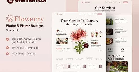 Flowerry - Florist & Flower Boutique Elementor Template Kit
