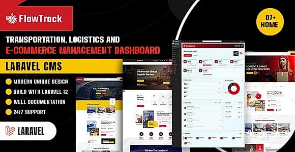 Flowtrack — Transportation, Logistics and E-Commerce Management Dashboard (Laravel CMS)