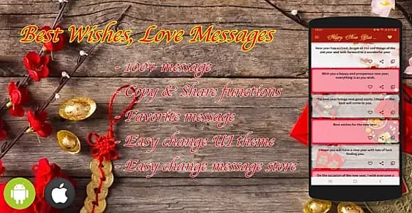 Flutter Best Wishes, Love Messages SMS App Template (Android, iOS)