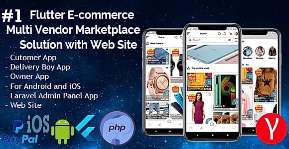 Flutter E-commerce Multi Vendor Marketplace Solution with Web Site (3Apps+PHP Admin Panel+Web Site)