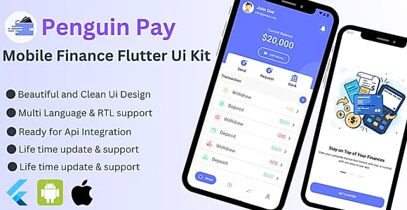 Flutter Complete Mobile Financial App UI Kit | MFS