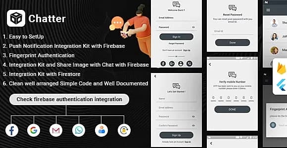 Flutter Firebase Chat , Authentication & Social Media Integration - Chatter